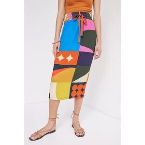 Conditions Apply Womens Midi Skirt L Viscose Drawstring Abstract Anthropologie